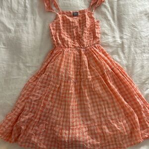 Tocoto Vintage Orange Checkered Dress Girls 12